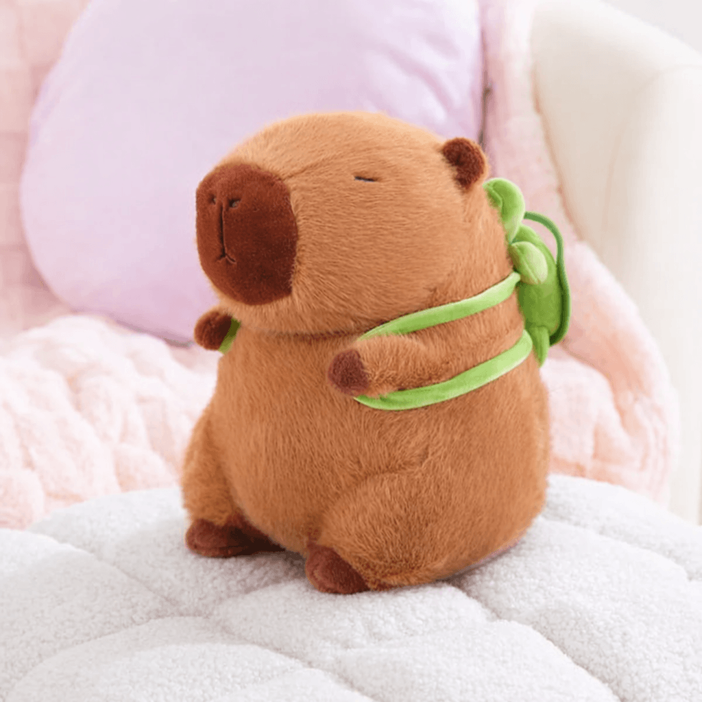 Capybara plushie with turtle backpack – view 2