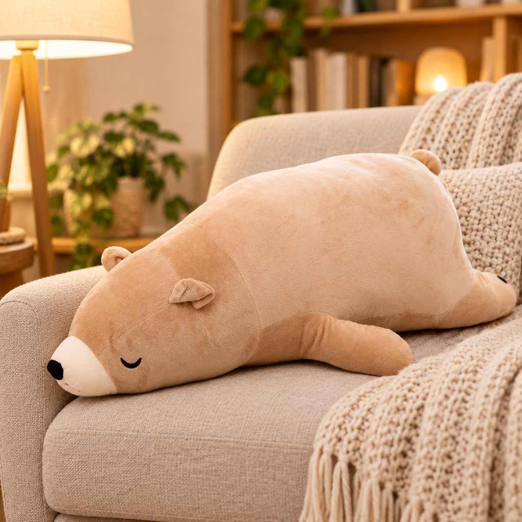 Chill bear plushie in a cozy armchair