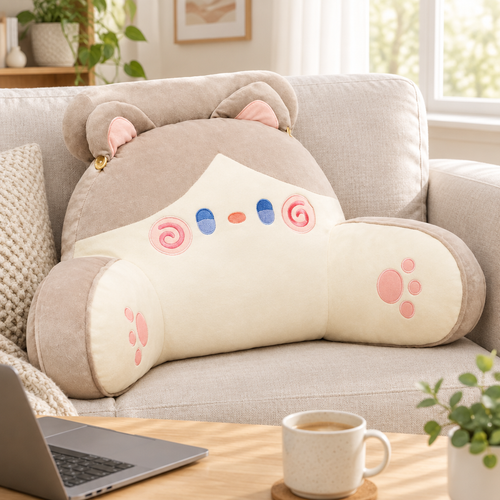 Brown cat resting cushion pillow on a sofa